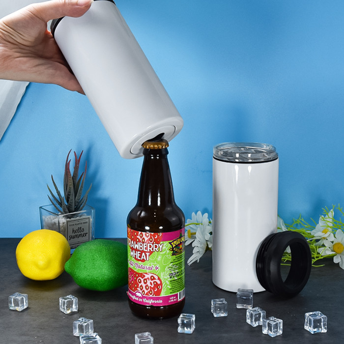 Locustsub US warehouse Pre Sale 16oz 4 in 1 sublimation can cooler with bottle opener 25pcs/case