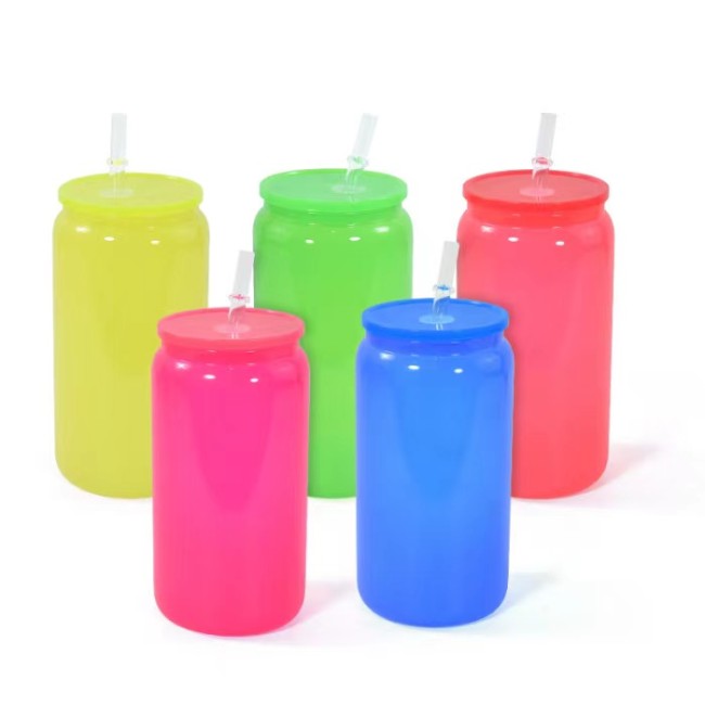 Locustsub Chinese Warehouse sublimation neon16oz sublimation cups with plastic lids 50pcs/case