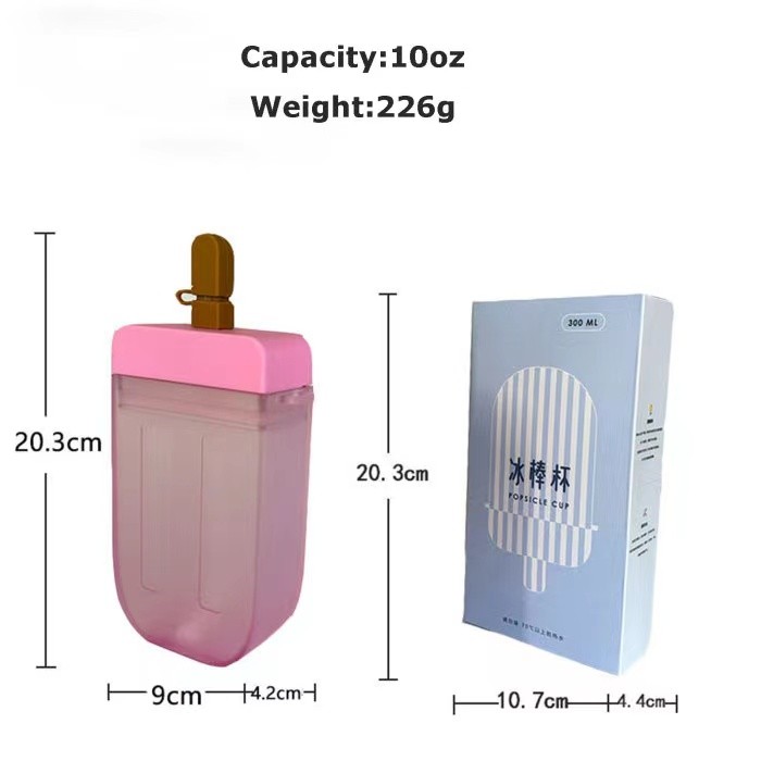 Locustsub china Warehouse BPA FREE Plastic Mixed color10oz Popsicle cups with strap 60pcs/case