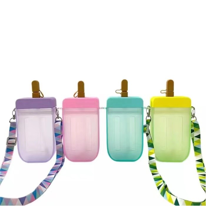 Locustsub china Warehouse BPA FREE Plastic Mixed color10oz Popsicle cups with strap 60pcs/case