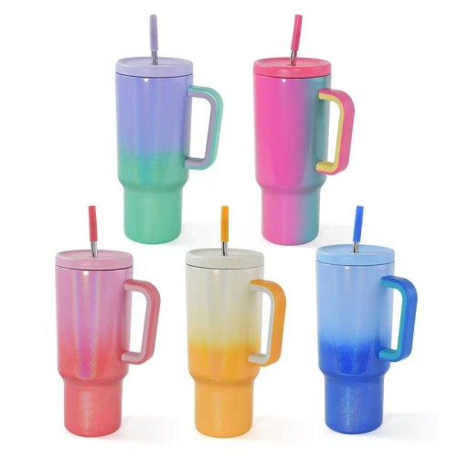 Locustsub China Warehouse 35OZ Shimmer tumbler with Leak proof lid and metal straw(The handle is not removable) 25pcs/case