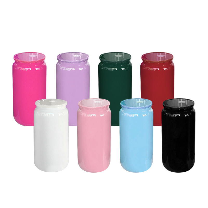 Locustsub 16oz Sublimation Mix 8 New Colors Glass Can With Plastic Lids,25pcs/case