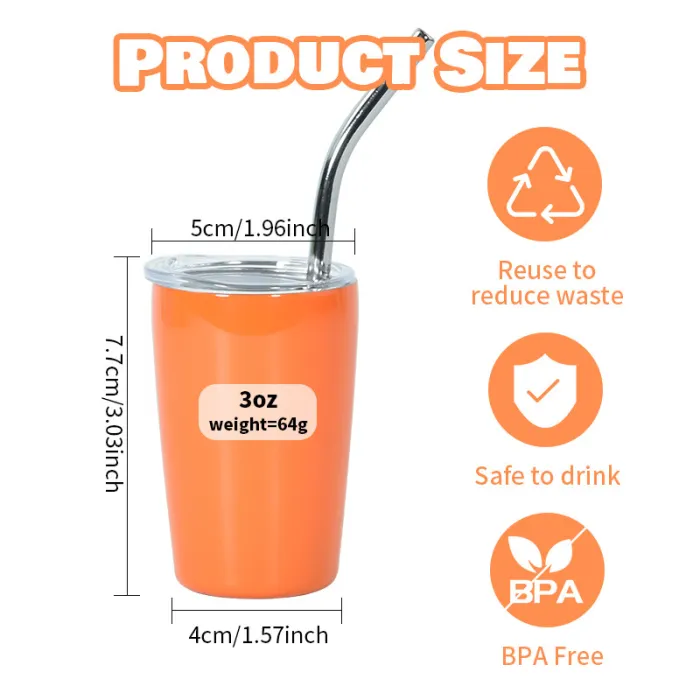 Locustsub 3oz Mix Color Sublimation Regular Tumbler With Plastic Lids,48pcs/case