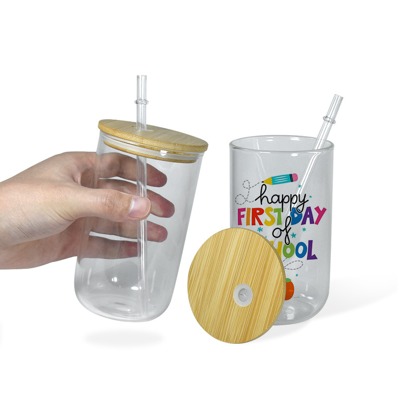 Locustsub 18oz single Sublimation Glass Wine Tumbler With Bamboo Lid,25pcs/case