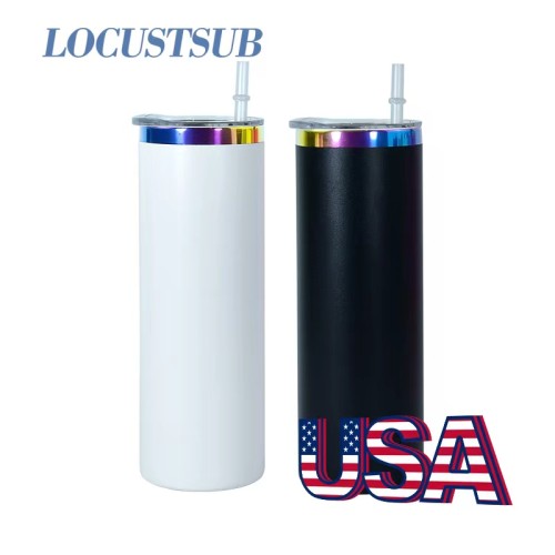Locustsub 20oz powder coated straight skinny tumblers with colored plate stainless background non sub 25pcs/case