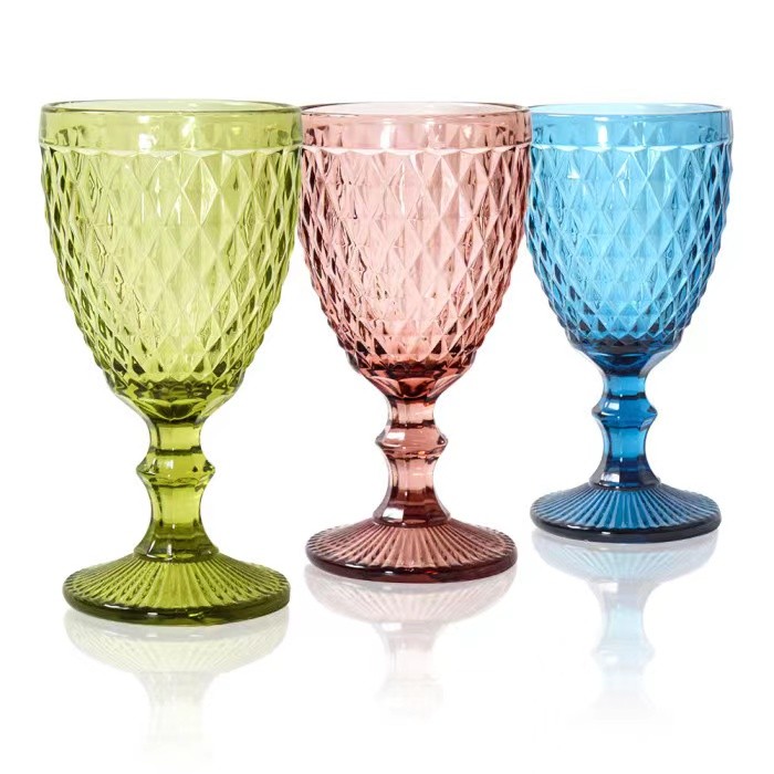 Locustsub US Warehouse Mix 3 colors 11oz embossed classical embossed wine tumbler 6pc/case