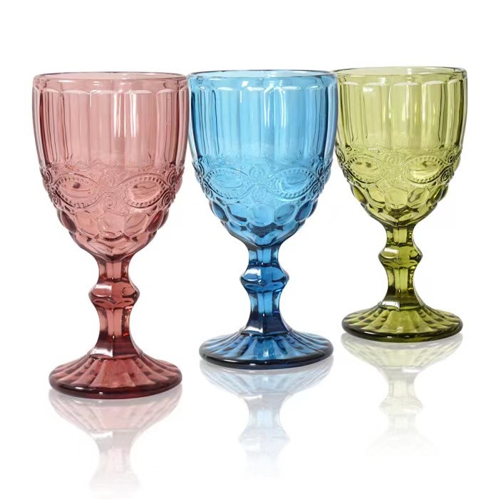 Locustsub US Warehouse Mix 3 colors 11oz embossed classical embossed wine tumbler 6pc/case