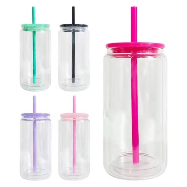 Locustsub  US Warehouse Mix Color 16oz Snow Globe Plastic Cups With Pre Drilled Hole And Plugs 25pcs/case