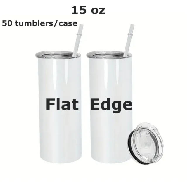Locustsub 15oz Sublimation Skinny Tumbler With Flat Bottom,50pcs/case
