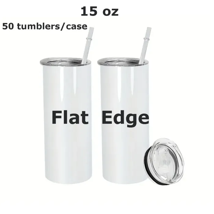 Locustsub 15oz Sublimation Skinny Tumbler With Flat Bottom,50pcs/case