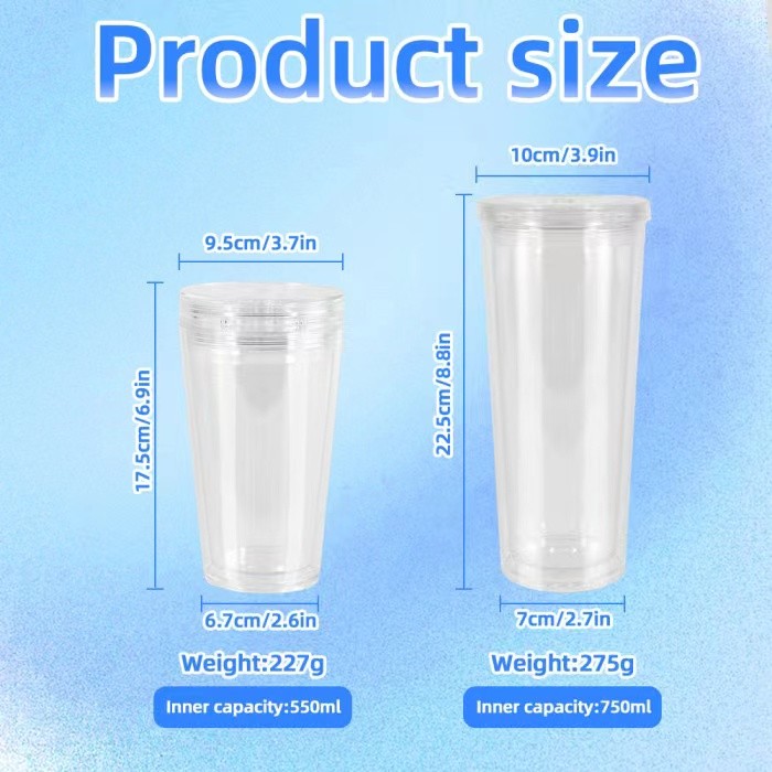Locustsub 16oz/24oz Double Wall Snow Globe plastic tumbler with DIY lids 40pcs/case