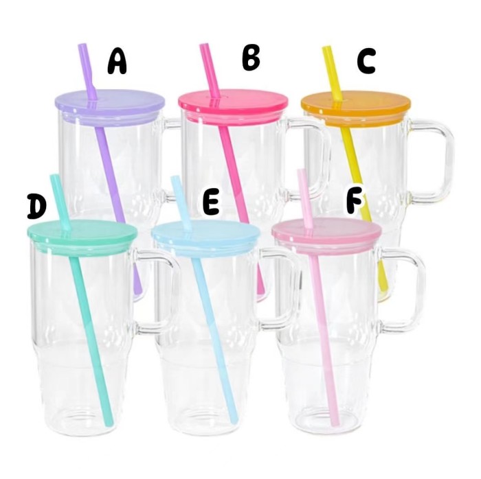 Locustsub China Warehouse 20oz Clear/Frosted Sublimation Glass Tumblers with Color Plastic Lids