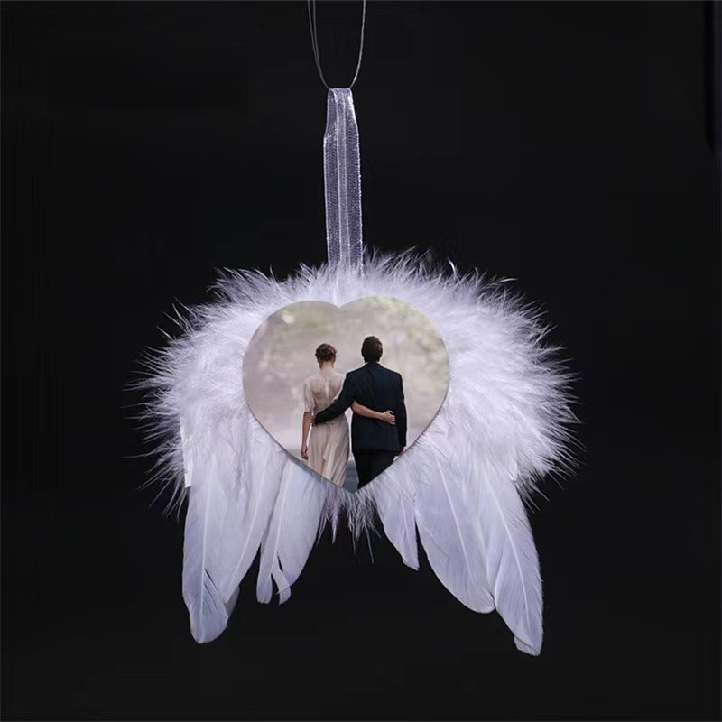 Locustsub Chinese Warehouse MDF Christmas Decoration Sublimation Angel Wing Ornament,50pcs a case