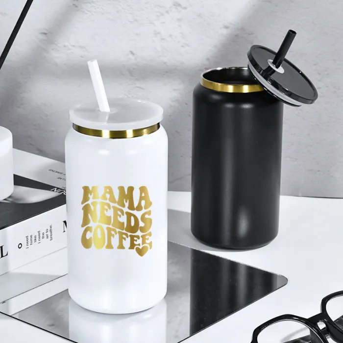 Locustsub 16oz powder coated stianless steel cups with gold rims(non sub)