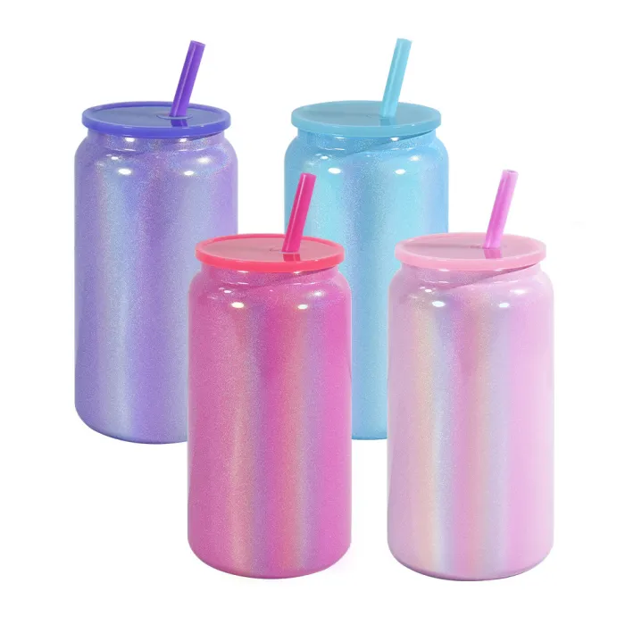 Locustsub China Warehouse Sublimation Shimmer 16oz stainless steel libbey cup(mixed 4 colors）