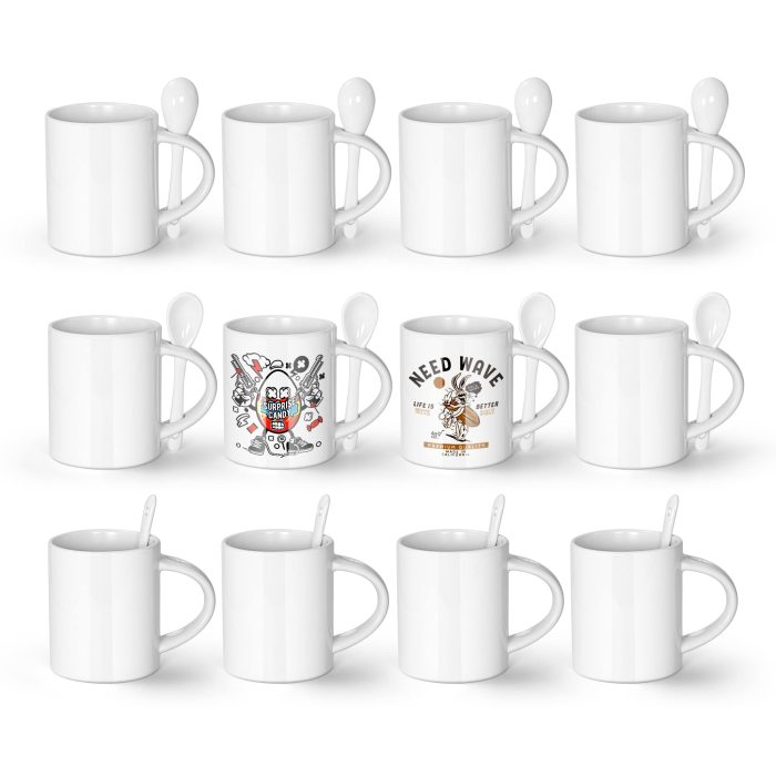 Locustsub 11oz subliamtion 11oz sublimation ceramic coffee mugs with spoon 12pcs/case