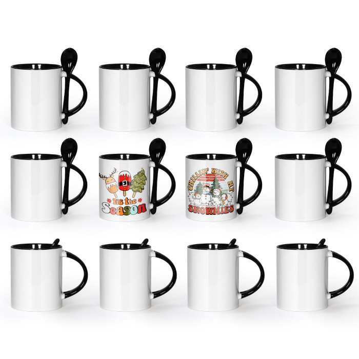 Locustsub 11oz subliamtion 11oz sublimation ceramic coffee mugs with spoon 12pcs/case