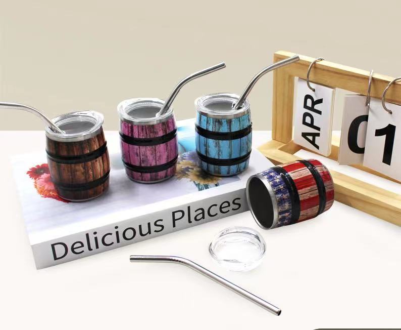 Locustsub US Warehouse 3oz Stainless Steel Mini Wine Barrel Cups,40pcs/case