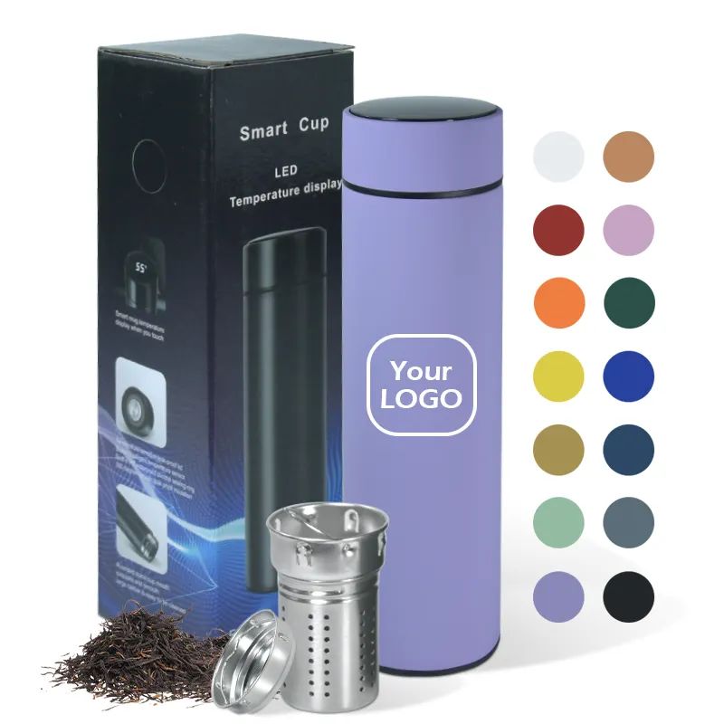 Locustsub Chinese Warehouse Double Digital Insulation 500ml Smart Water Bottle with LED Temperature Display,50pcs/case