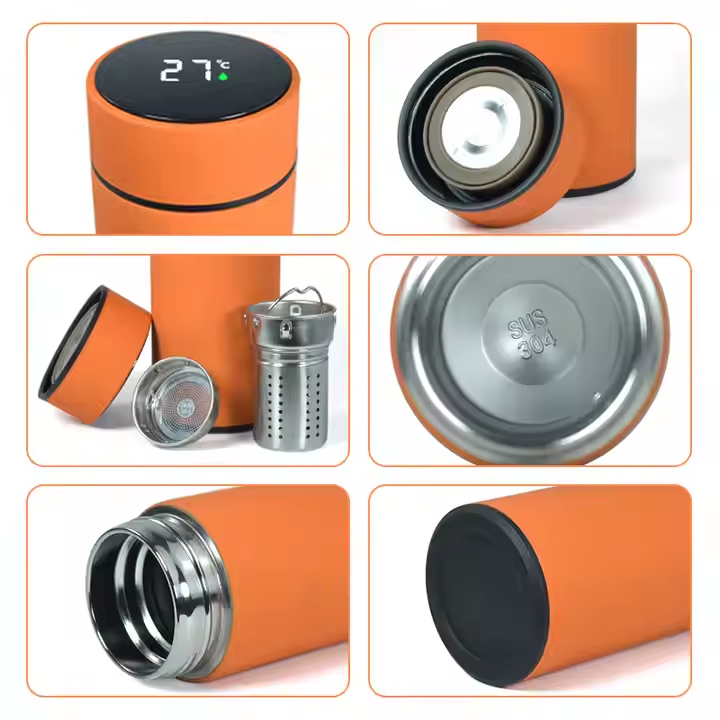Locustsub Chinese Warehouse Double Digital Insulation 500ml Smart Water Bottle with LED Temperature Display,50pcs/case