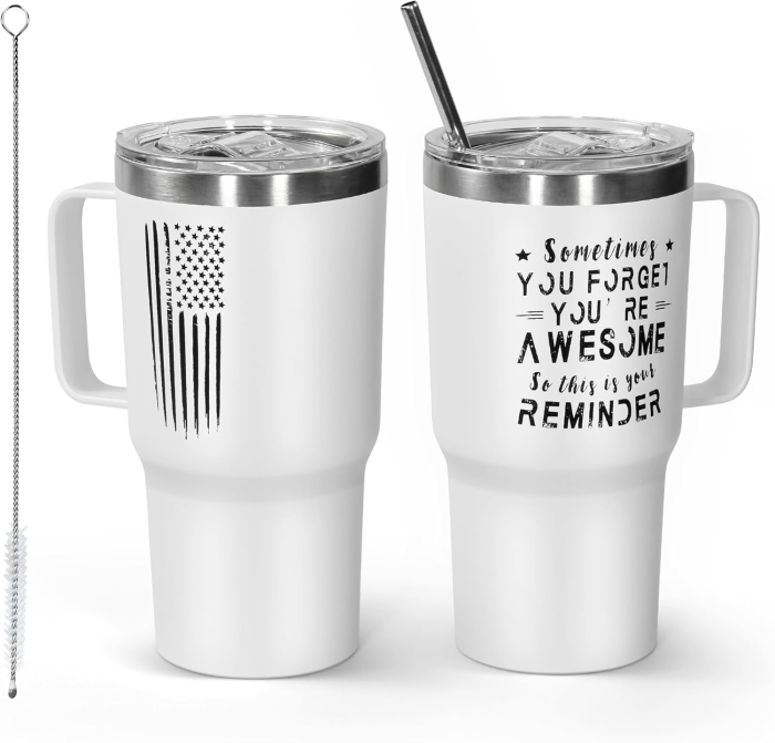 Locustsub USA Warehouse Christmas Gifts for Women Coffee Mug Insulated Tumbler with Handle 20oz,1pcs/pack