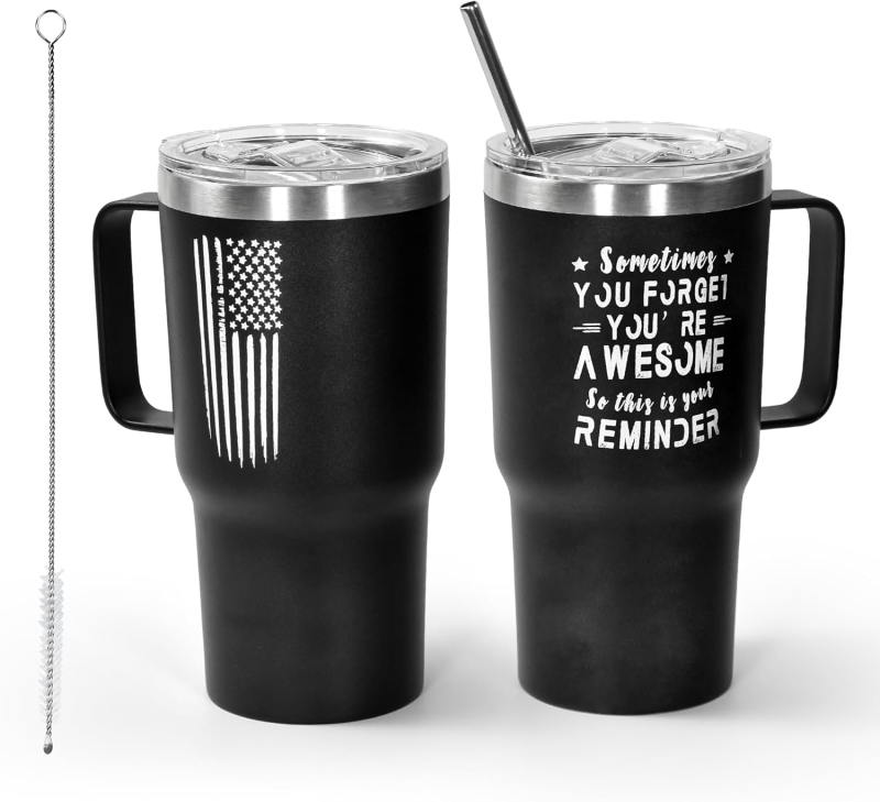 Locustsub USA Warehouse Christmas Gifts for Women Coffee Mug Insulated Tumbler with Handle 20oz,1pcs/pack