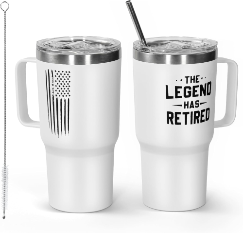 Locustsub USA Warehouse Happy Retirement Gifts Tumbler with Handle,1pcs/pcak