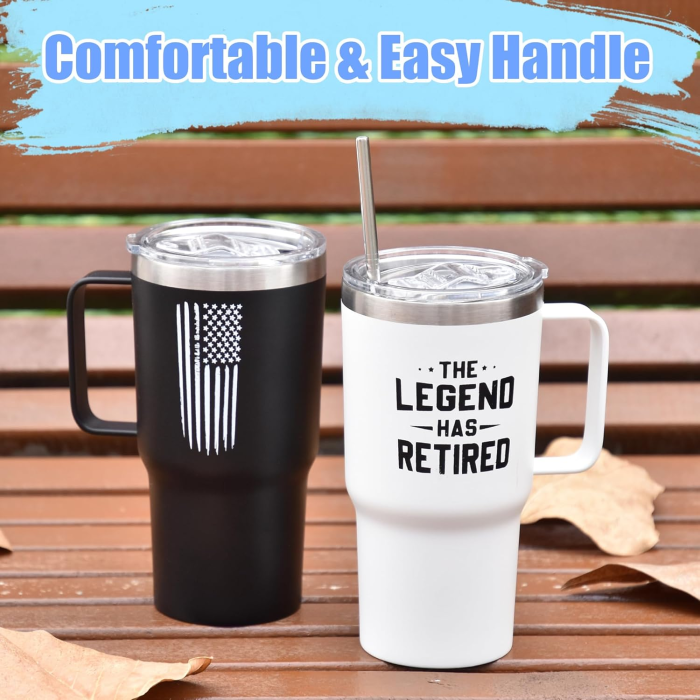 Locustsub USA Warehouse Happy Retirement Gifts Tumbler with Handle,1pcs/pcak