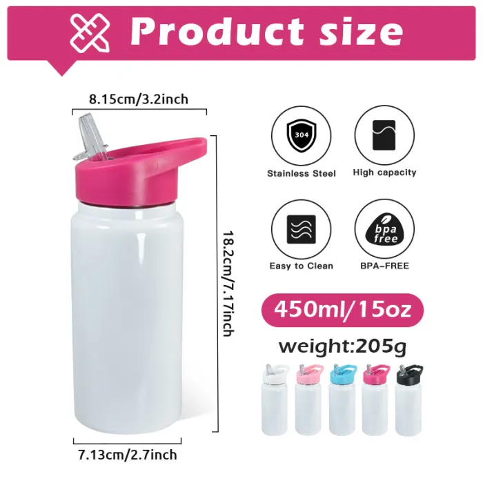 Locustsub US warehouse 14oz Mix Color Sublimation Blanks Kids Water Bottle,25pcs/case