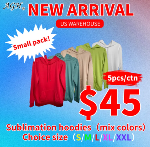 Locustsub US warehouse Mix Color Sublimation Colored Hoodies,5pcs/case