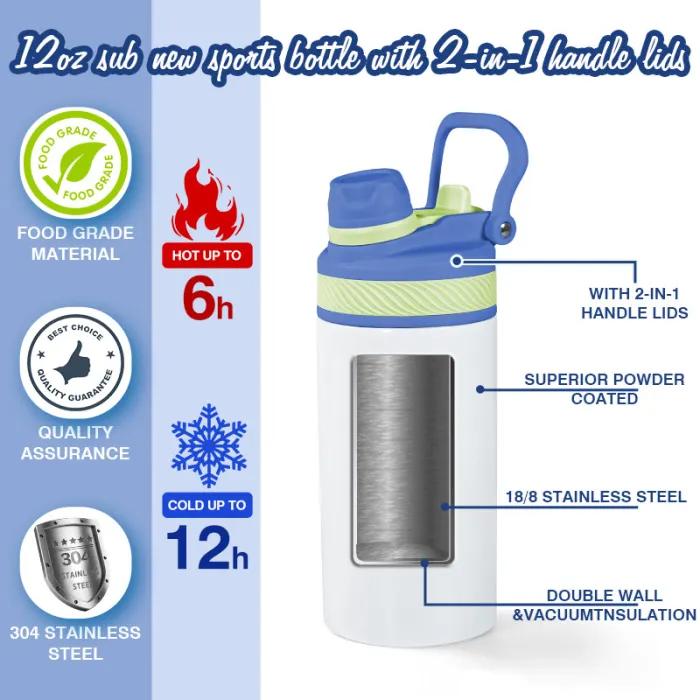 Locustsub  US Warehouse 12oz Sublimation Kids Sport Water Bottle,25pcs/case
