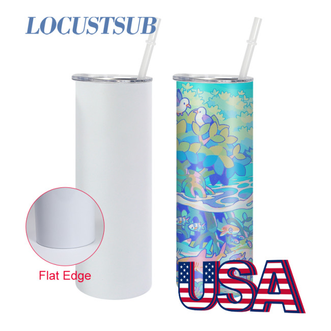 Locustsub 20oz china warehouse sub Flat Bottom Matte tumblers with plastic straws lids and box 25pcs/case