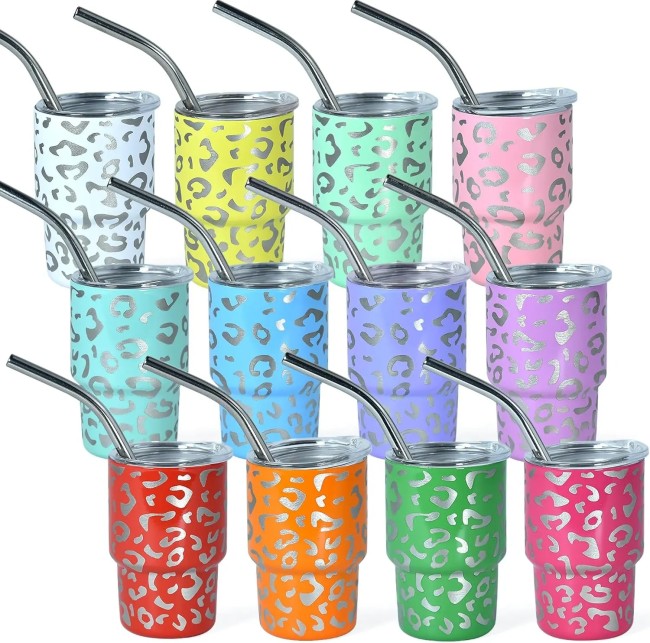 Locustsub US Warehouse 3oz Stainless Steel Tumbler With Leopard Print,12pcs/case