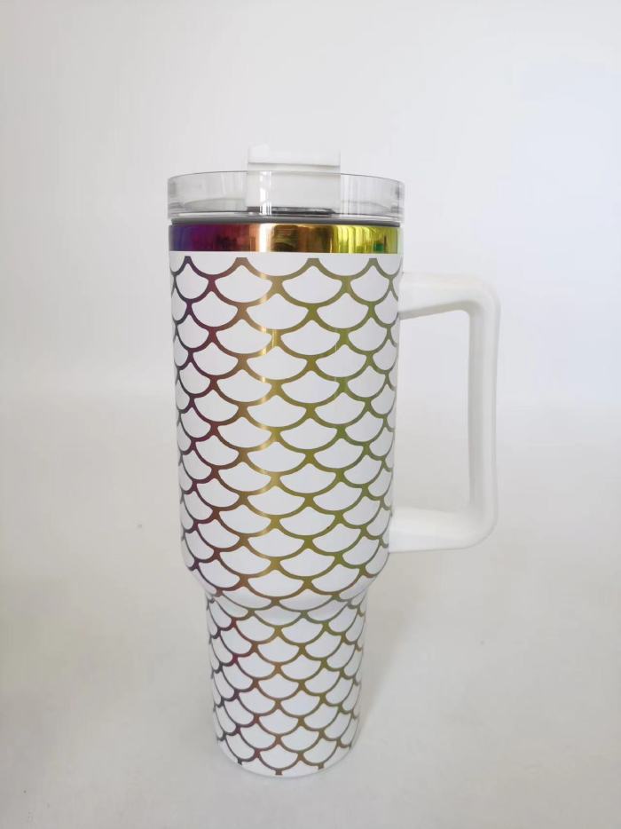 Locustsub China Warehouse 40oz Powder Coated Tumbler With Iredescent Rims And Straws ,20pcs/case