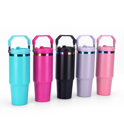 Locustsub Chinese warehouse 30oz color powder coating Coffee Mug With rainbwow Rims,20pcs/case