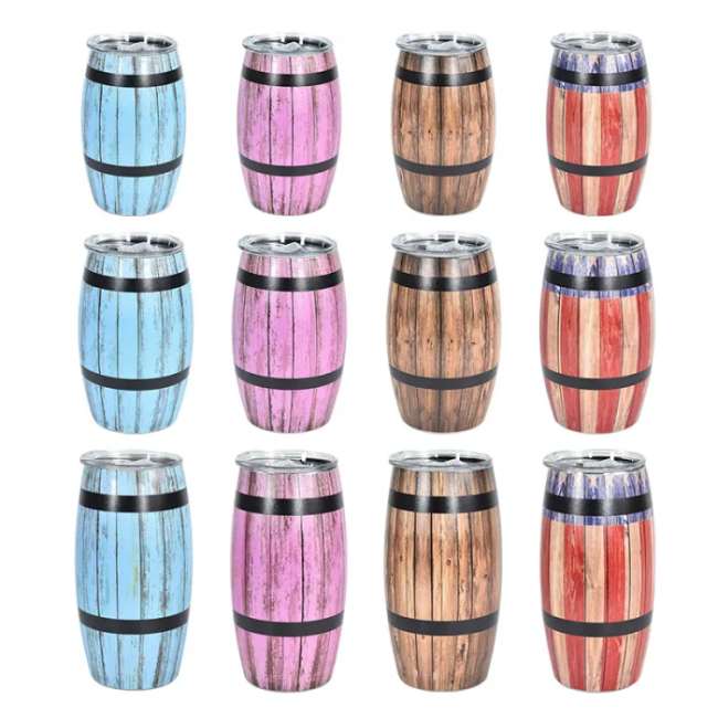 Locustsub China Warehouse 15oz stainless steel mini wine barrel cups mixed 4 colors