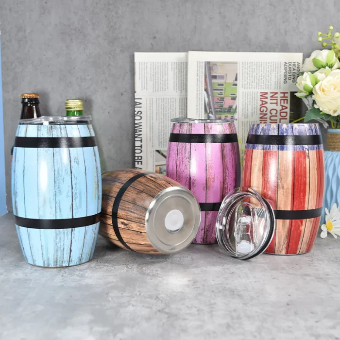 Locustsub China Warehouse 15oz stainless steel mini wine barrel cups mixed 4 colors 