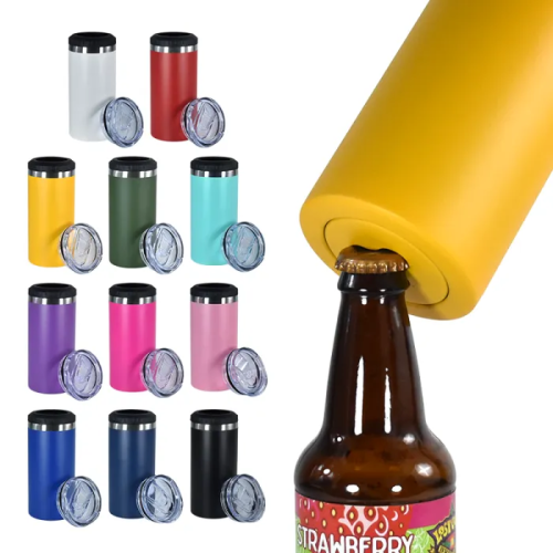 Locustsub china warehouse16oz 4 in 1 Powder Coated Can Cooler with Opener mixed colors 