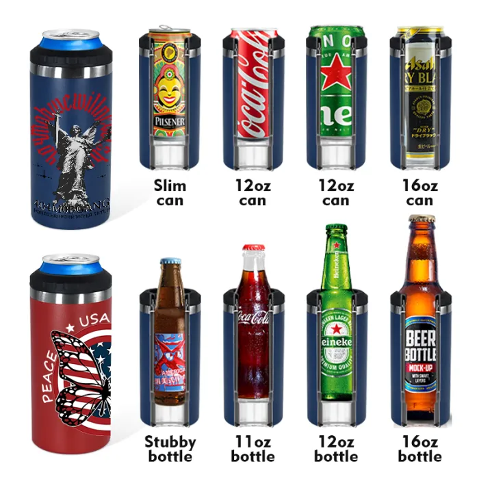 Locustsub china warehouse 16oz 4 in 1 Powder Coated Can Cooler with Opener mixed colors
