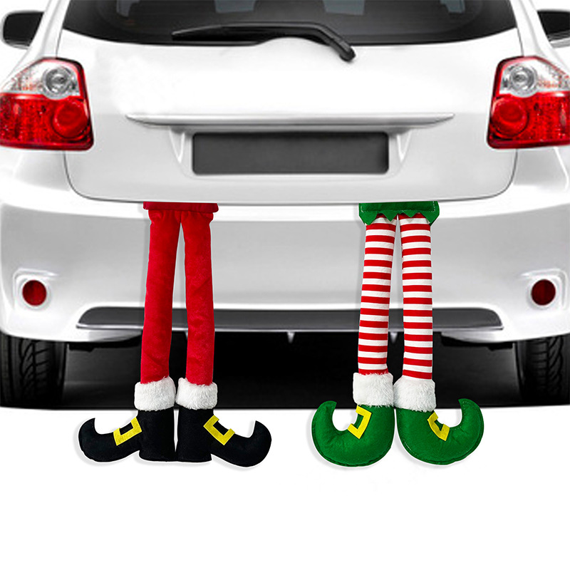 Locustsub Mix Style Christmas Stripes Red Elf Legs Car Ornament,50pcs/case