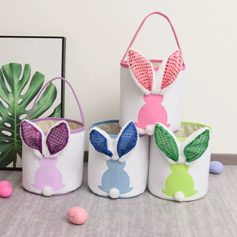 Locustsub Glowing Easter Decorations New Easter Egg Tote Basket Easter Bucket Candy Gift Bag,40pcs/case