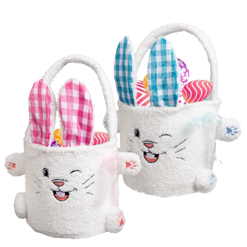 Locustsub Bunny candy bag plush storage basket Cartoon children's Easter storage bucket,50pcs/case