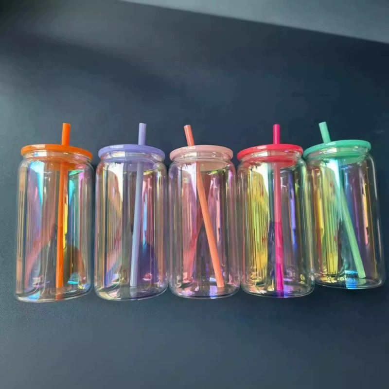 Locustsub Chinese Warehouse 16oz Mix Color Iridescent Single Wall Glass Can