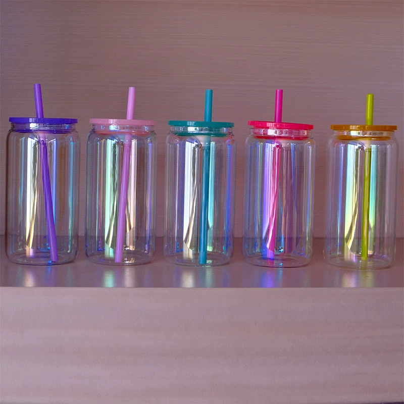 Locustsub Chinese Warehouse 16oz Mix Color Iridescent Single Wall Glass Can