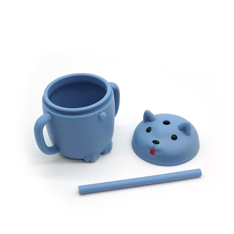 Locustsub china warehouse 10oz kids silicone puppy shape tumbler with mixed color 50pcs/case