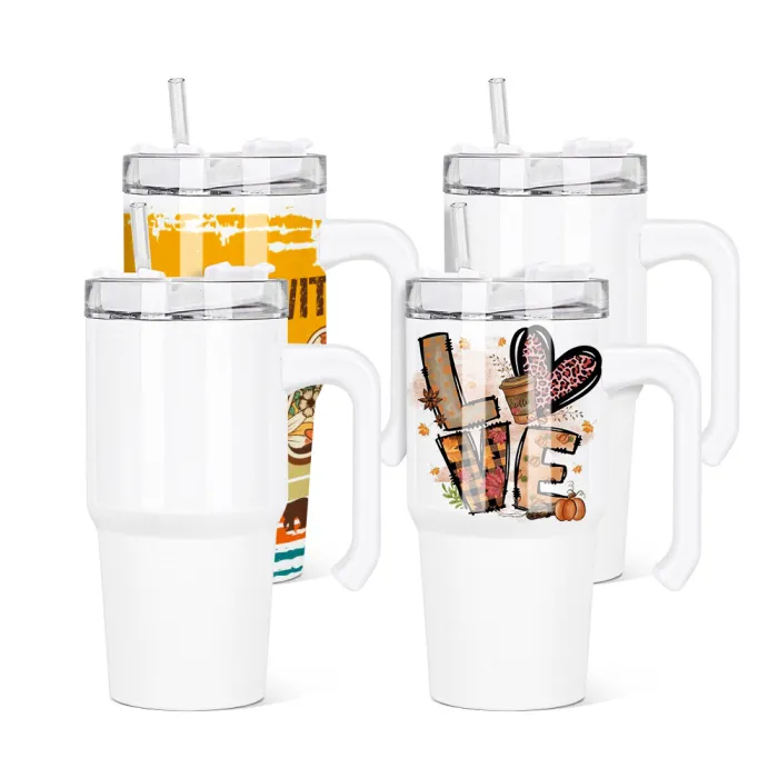 Locustsub US Warehouse 20oz Sublimation White Blank Tumbler With Handle,25pcs/case