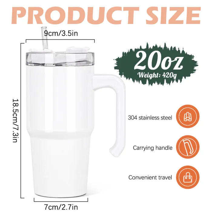 Locustsub China Warehouse 20oz Sublimation White Blank Tumbler With Handle,25pcs/case