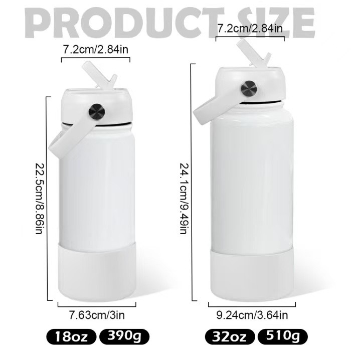 Locustsub US Warehouse 18/32oz sublimtion Glossy water bottle with rubber bottom 25pcs/case