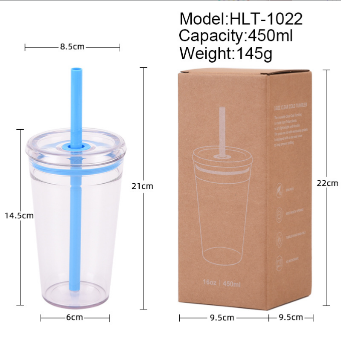 Locustsub China Warehouse 450ml Colorful Single Wall Plastic Tumbler Cup,40pcs/case