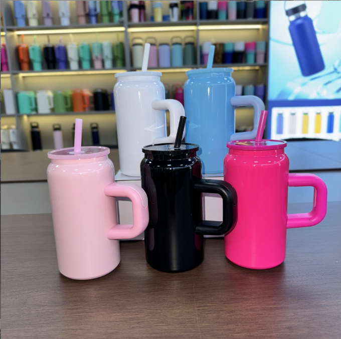 Locustsub China Warehouse 16oz Sublimation Colorful Stainless Steel Can With Handle,25pcs/case